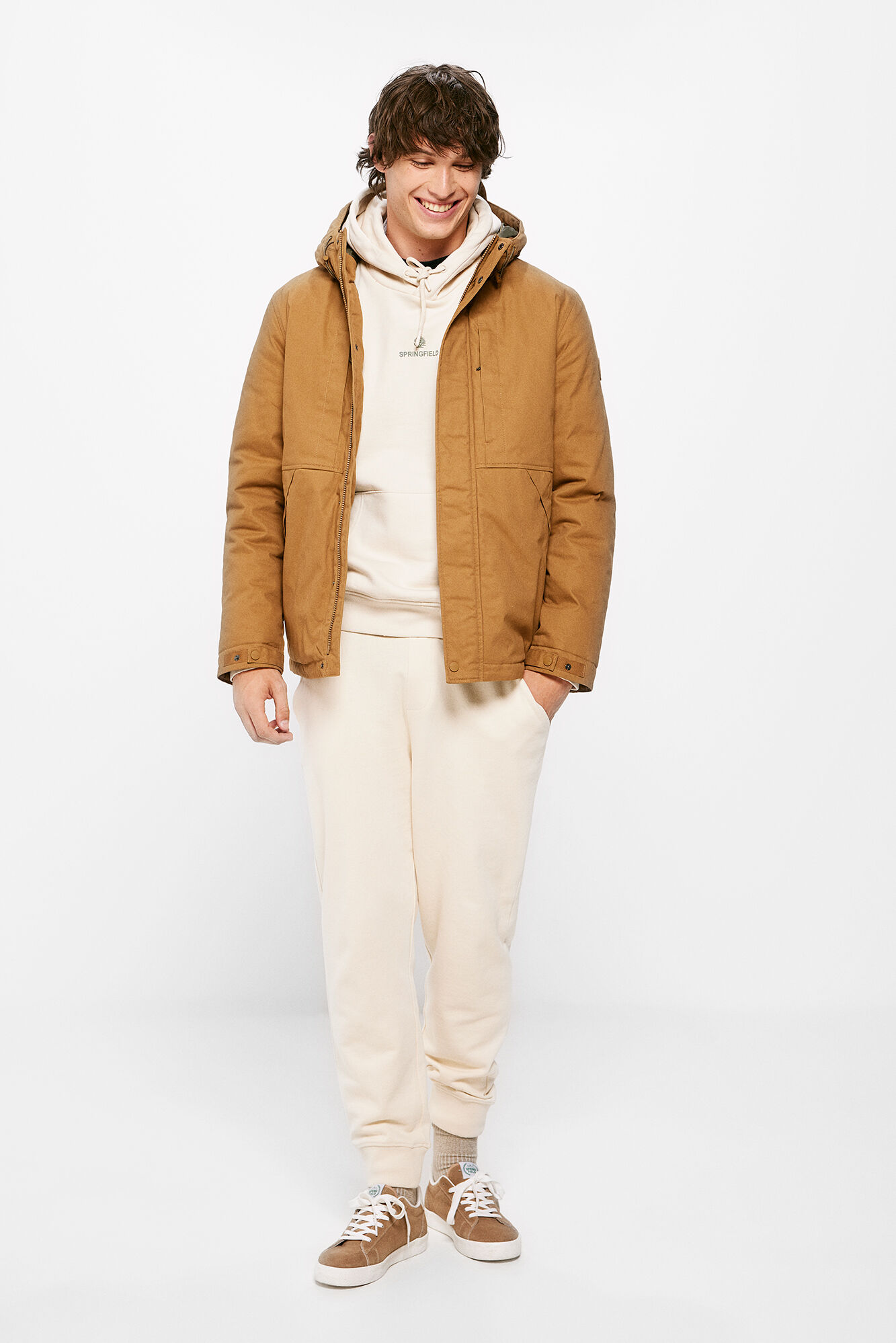 Springfield Parka corta acolchada capucha nude