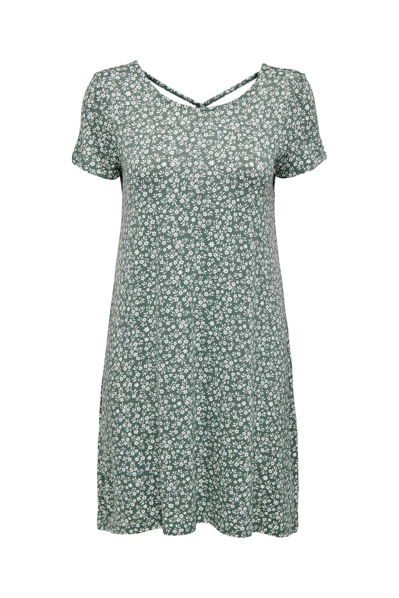 Only Vestido corto manga corta verde