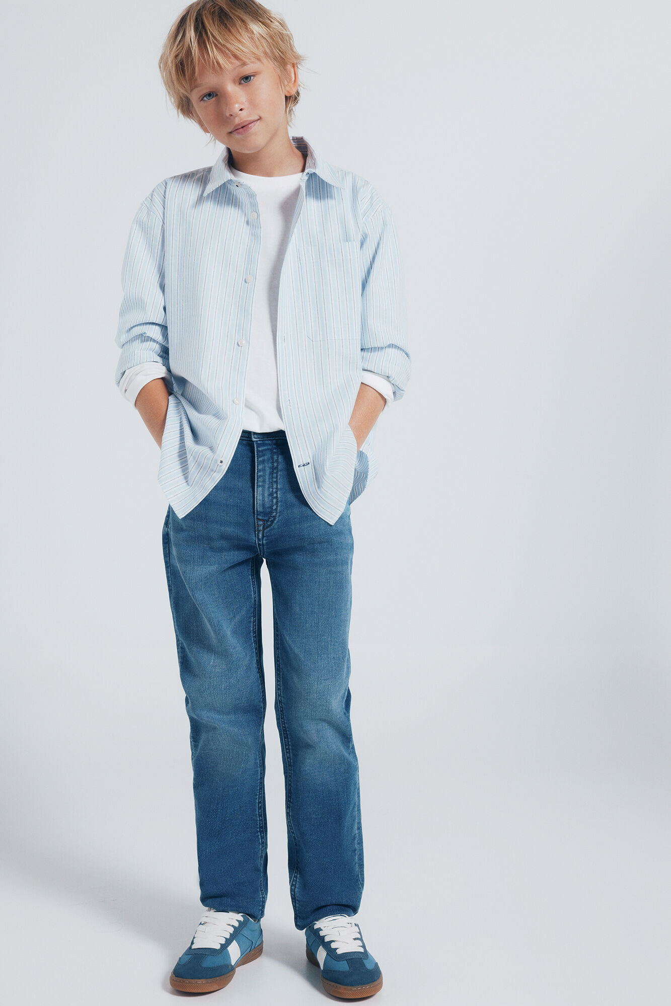 Springfield Kids Camisa raya fina azul ni&ntilde;o azul indigo