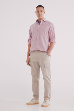 Springfield Camisa algodón slub lisa naranja