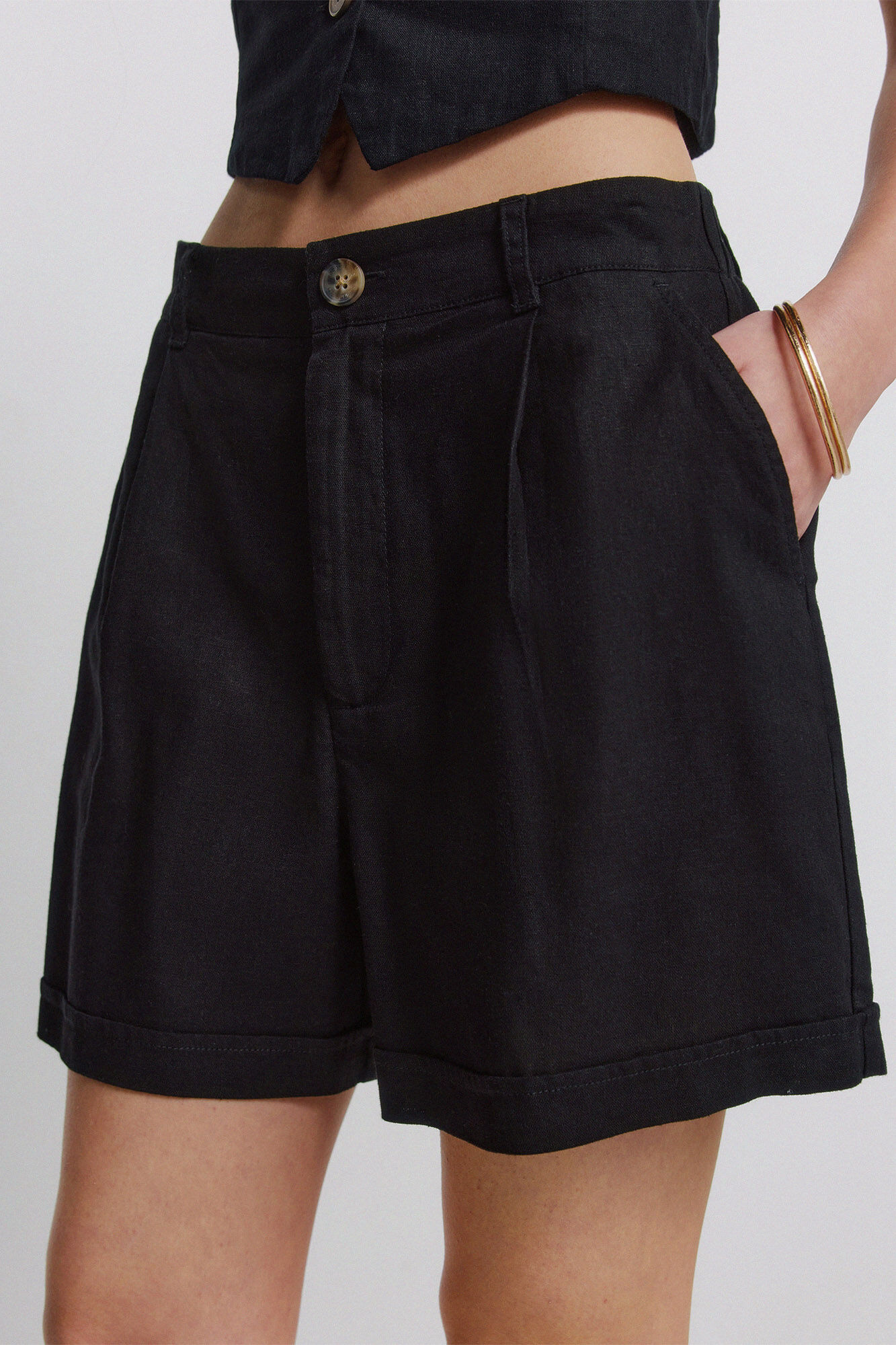 Springfield Short de lino negro