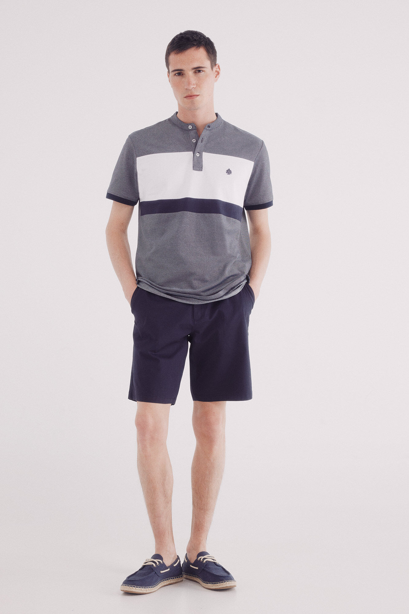 Springfield Polo piqu&eacute; mao oxford bloques slim fit azul indigo