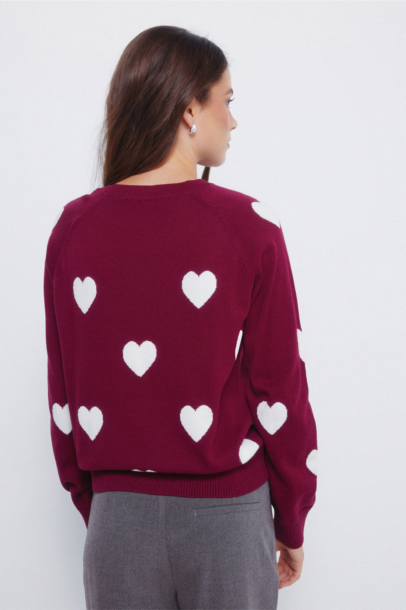 Springfield Jersey de corazones en intarsia p&uacute;rpura