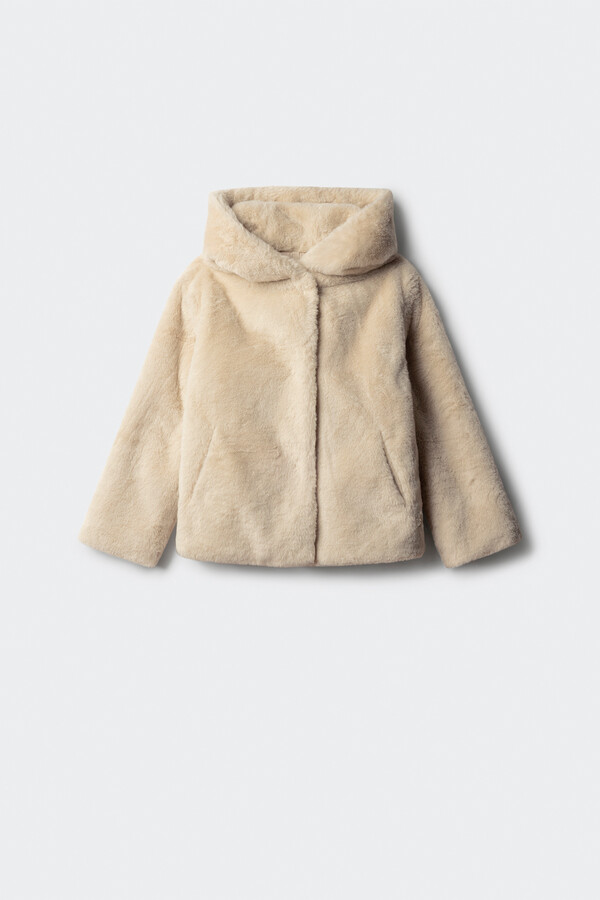 Springfield Kids chamarra de piel de niña beige