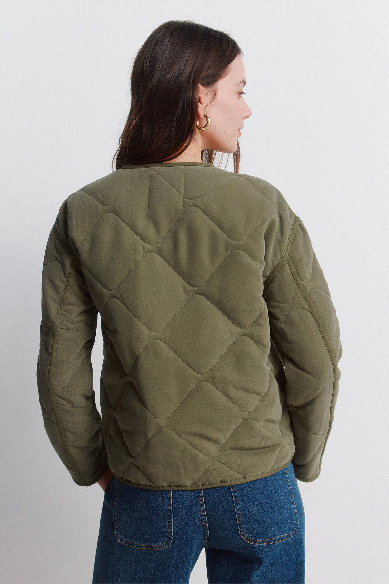 Springfield Chamarra corta acolchada verde khaki
