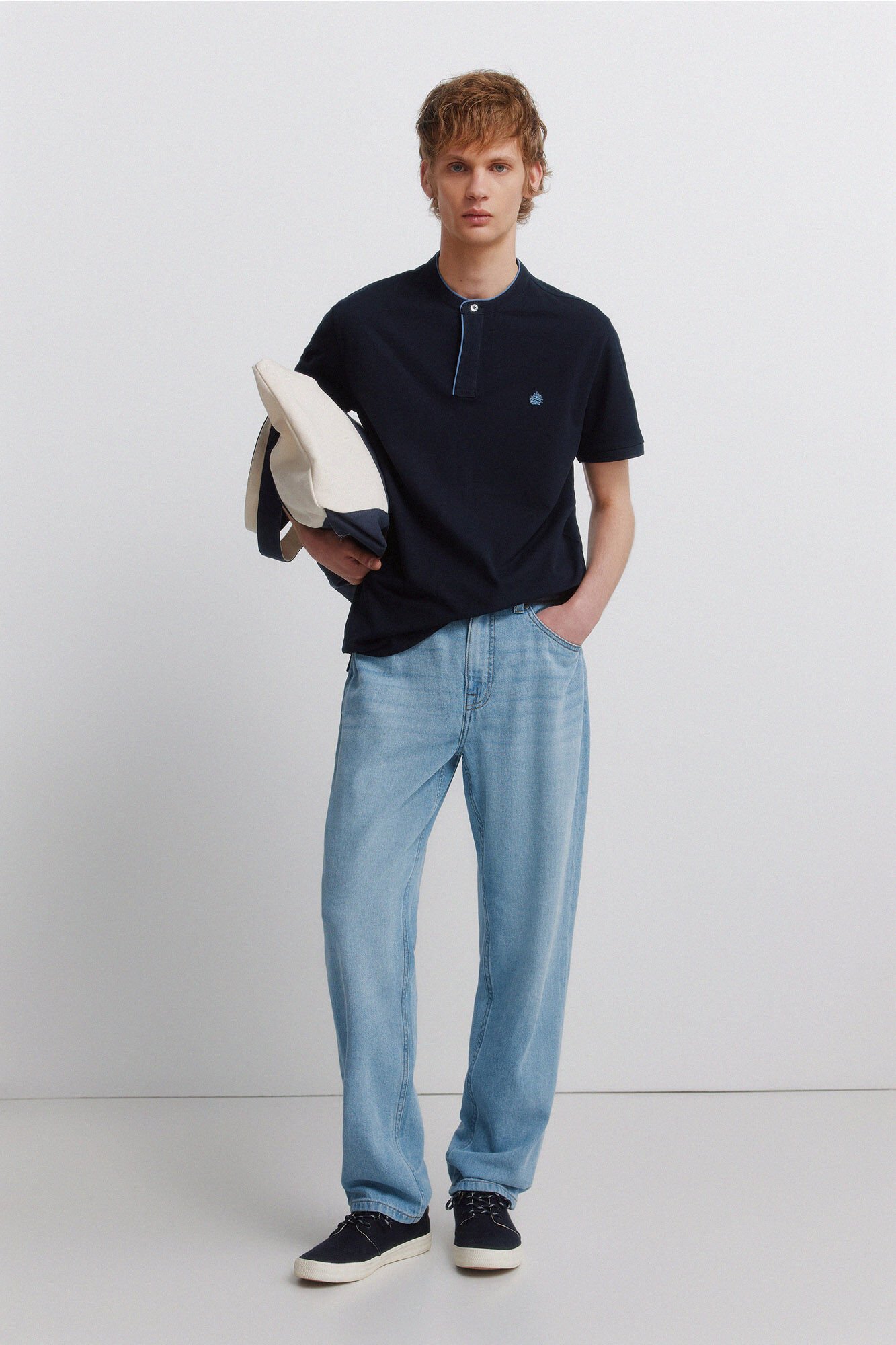 Springfield Polo de piqu&eacute; cuello mao slim fit azul