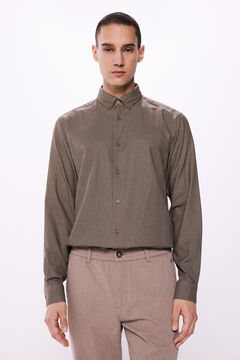 Springfield Camisa dobby bicolor café