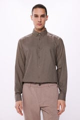 Springfield Camisa dobby bicolor café