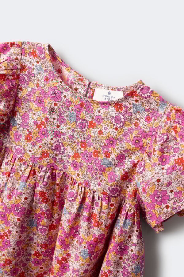 Springfield Kids Vestido flores niña fucsia