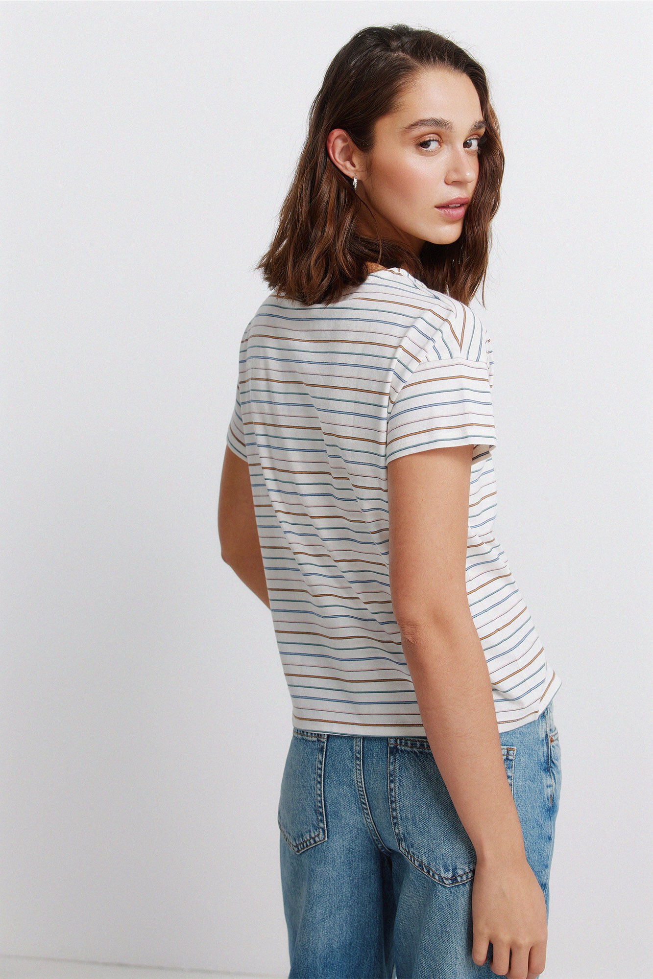 Springfield Playera de algod&oacute;n doble raya beige