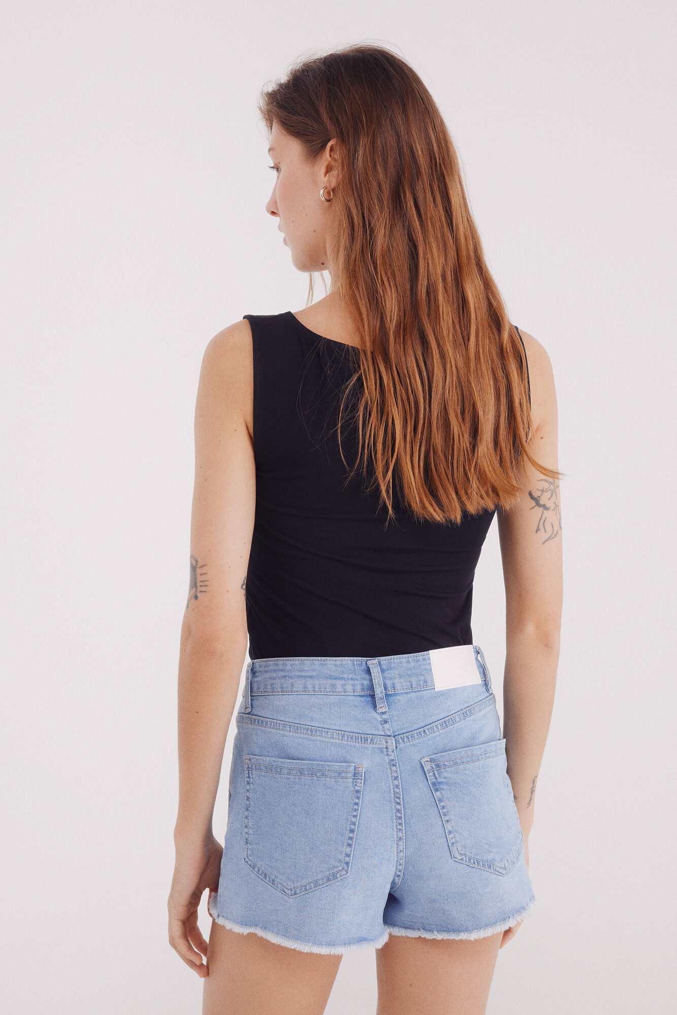 Springfield Shorts jeans dobladillo deshilachado azul tinta