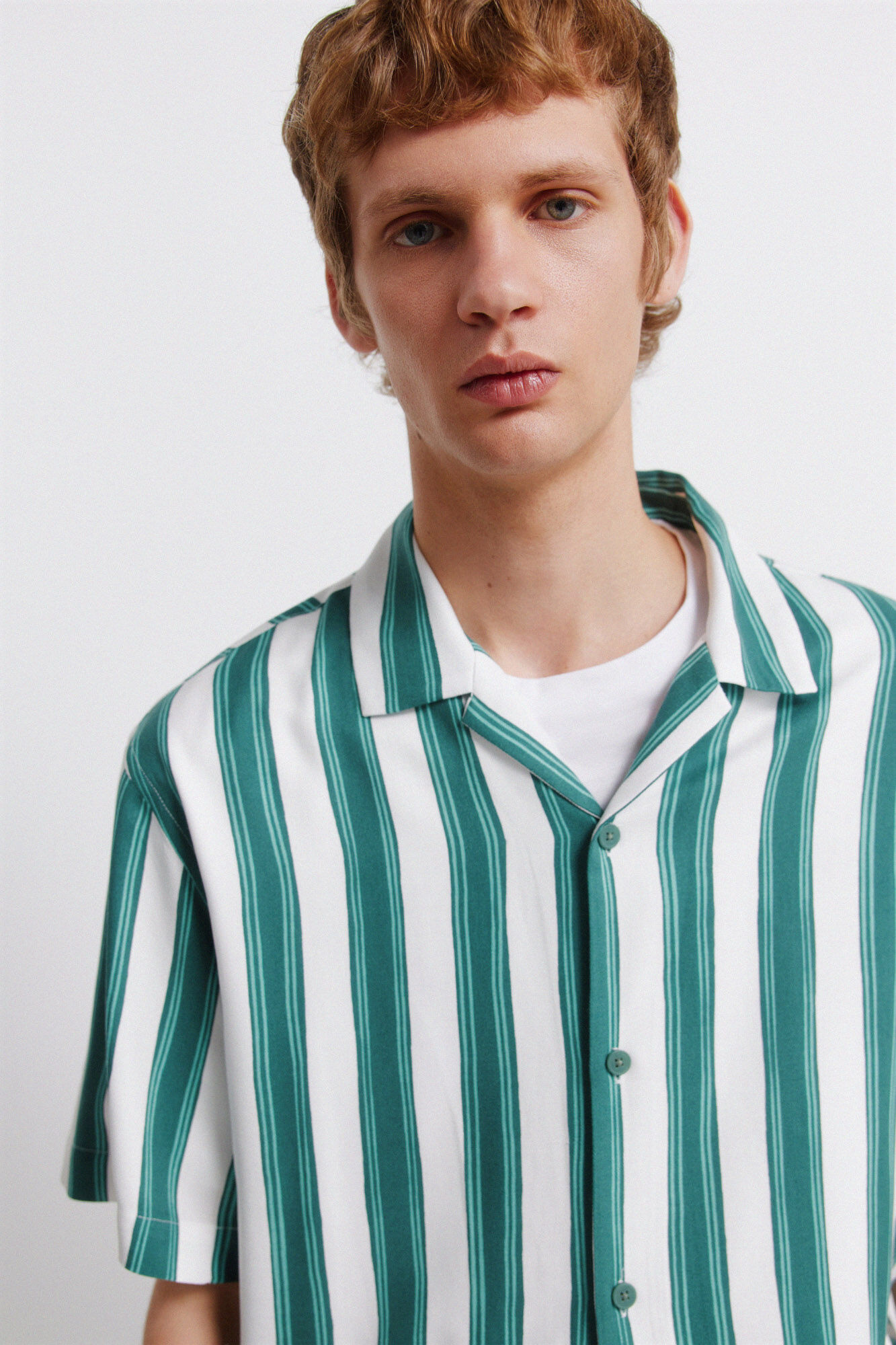 Springfield Camisa de manga corta de viscosa a rayas
