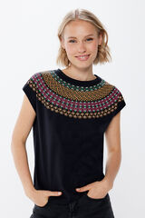 Springfield Playera cuello étnico negro