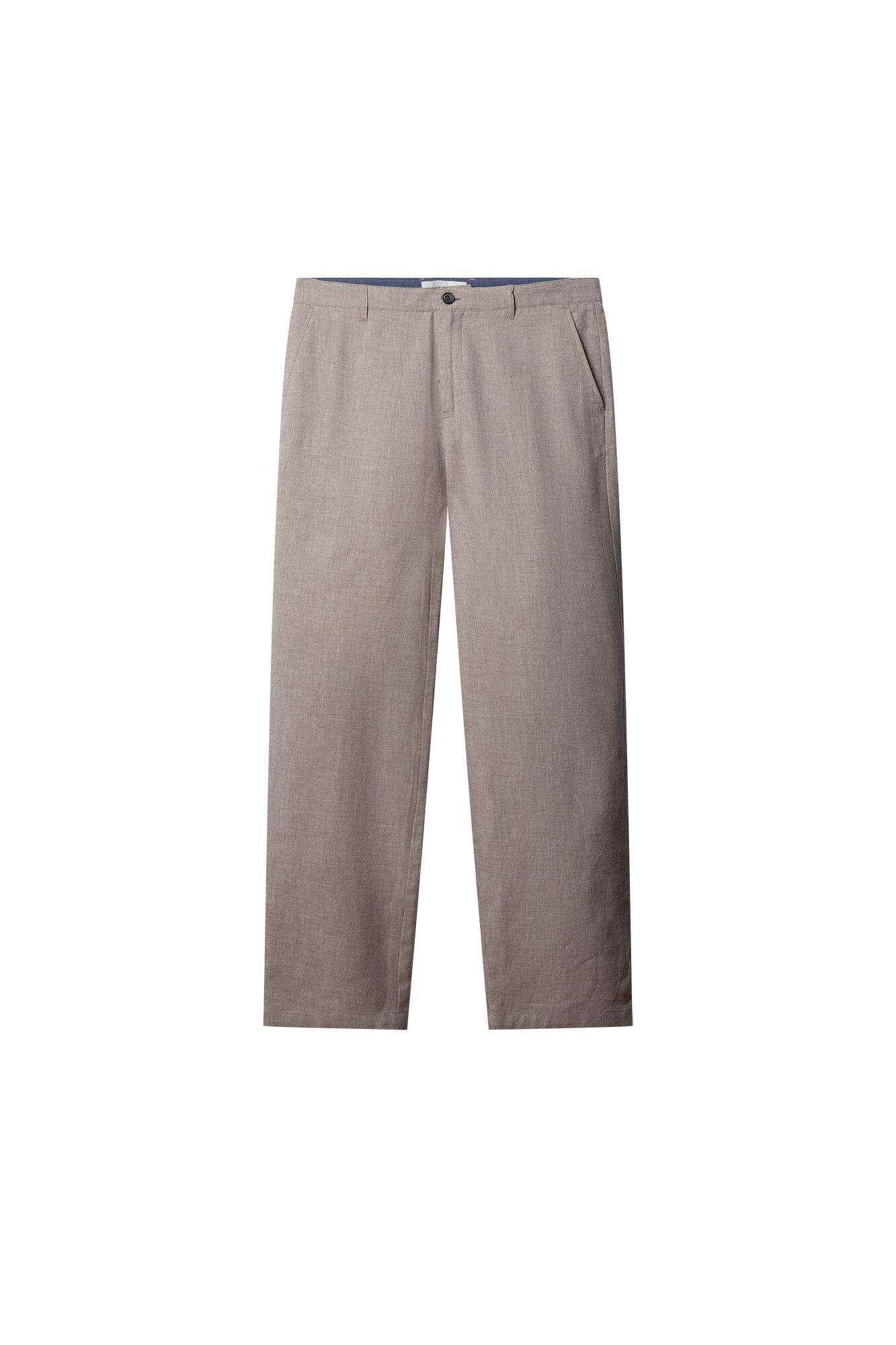 Springfield Pantal&oacute;n slim fit comfort de lino con estructura caf&eacute;