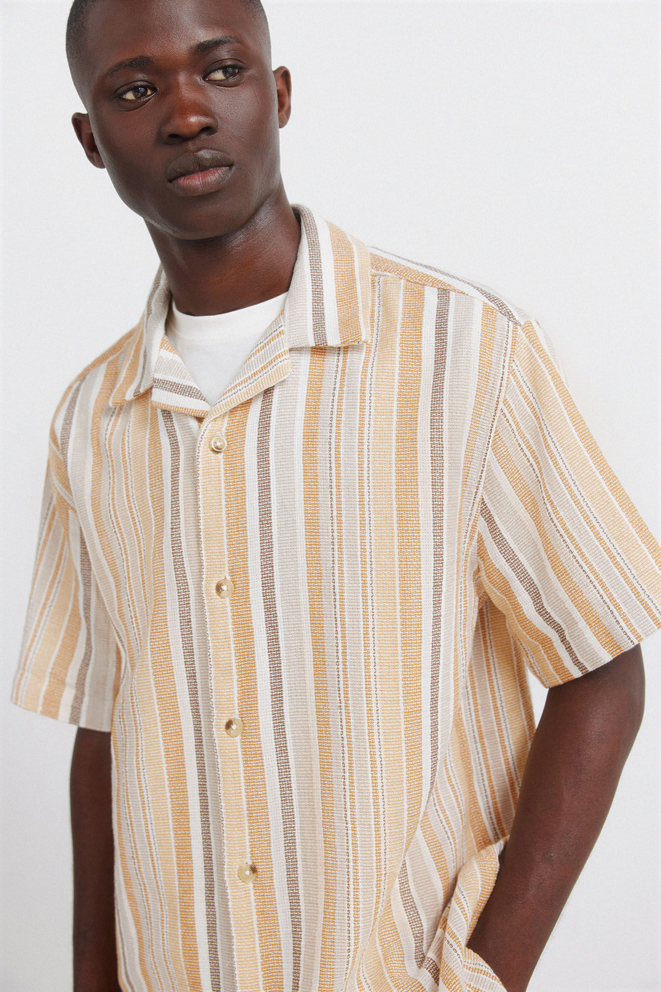 Springfield Camisa de manga corta r&uacute;stica a rayas