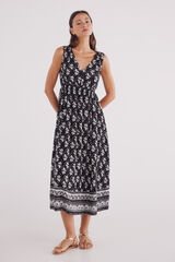 Springfield Vestido midi estampado bajo cenefa negro