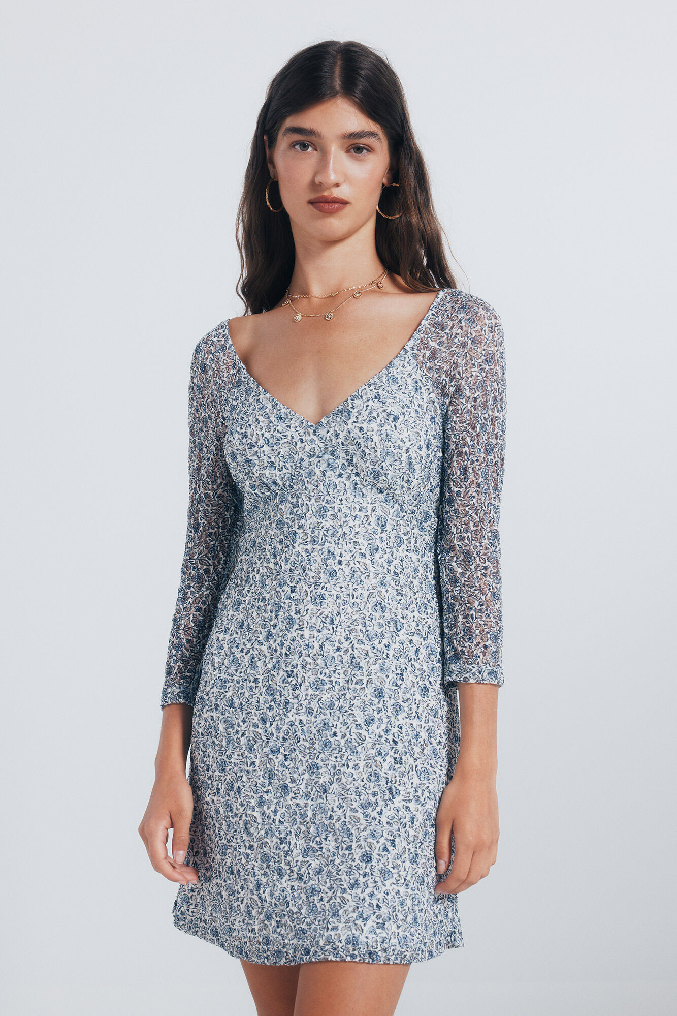 Springfield Vestido corto florecitas caf&eacute;