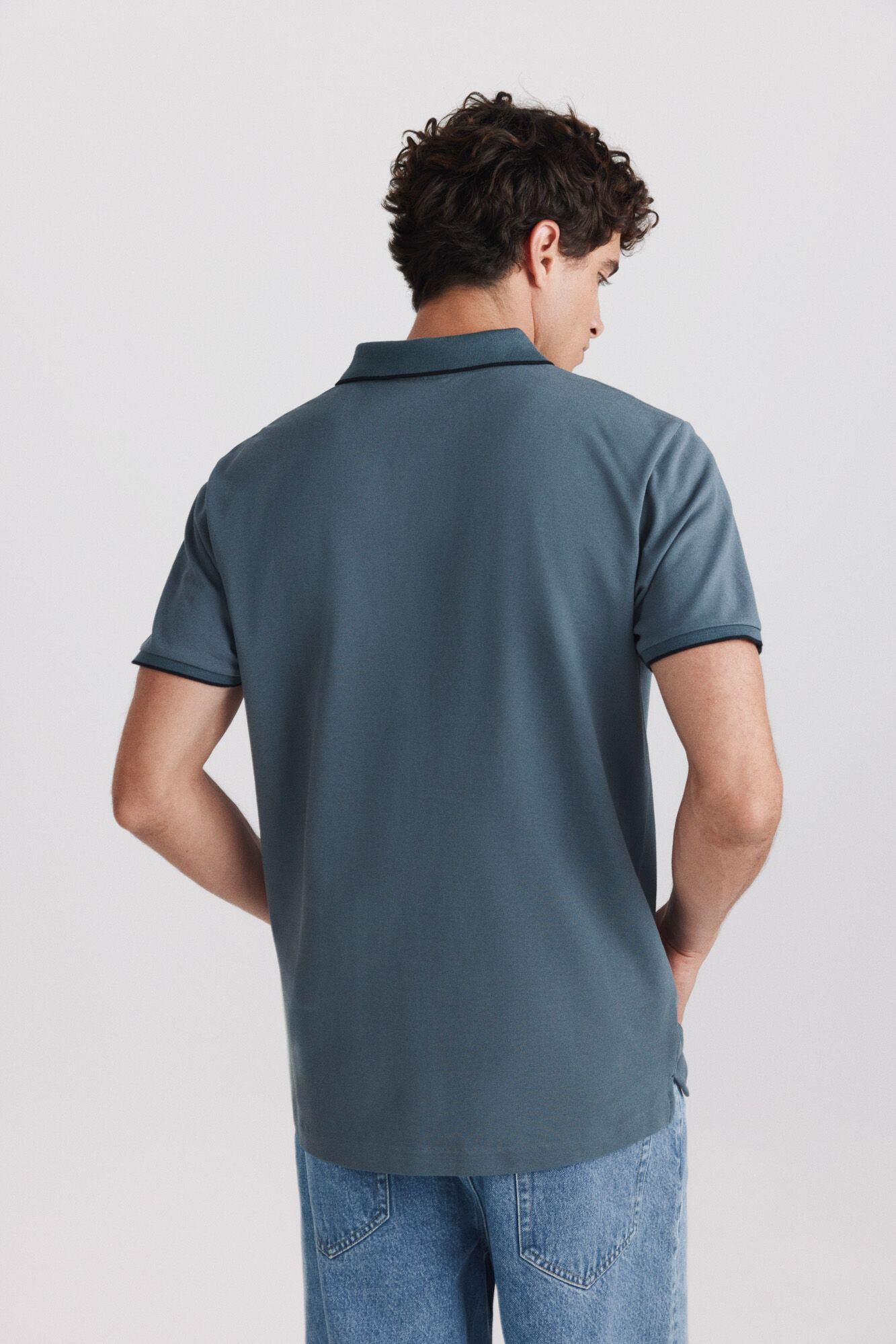 Springfield Polo de piqu&eacute; con contrastes slim fit azul