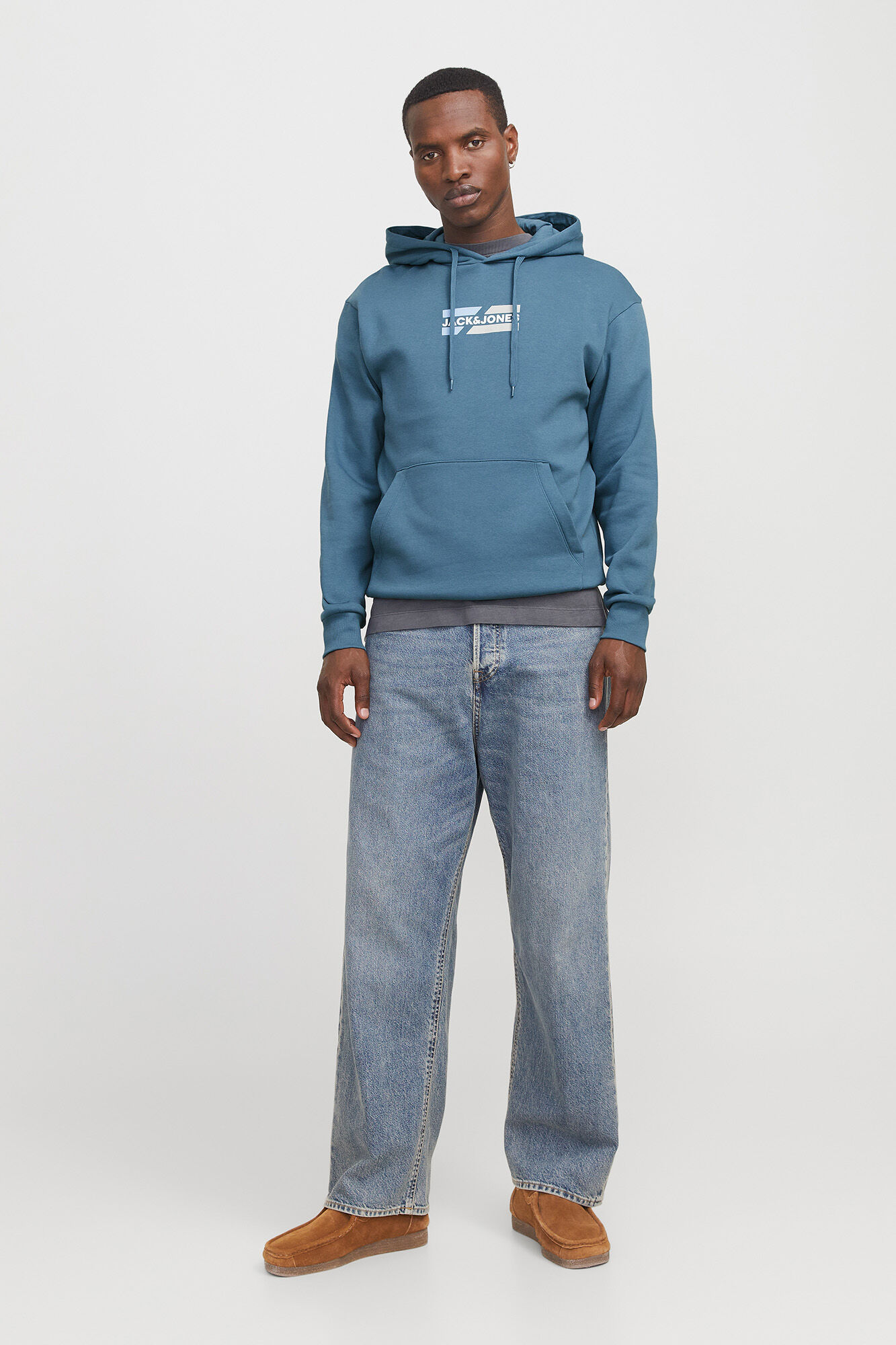 Jack & Jones Sudadera con logo frontal turquesa