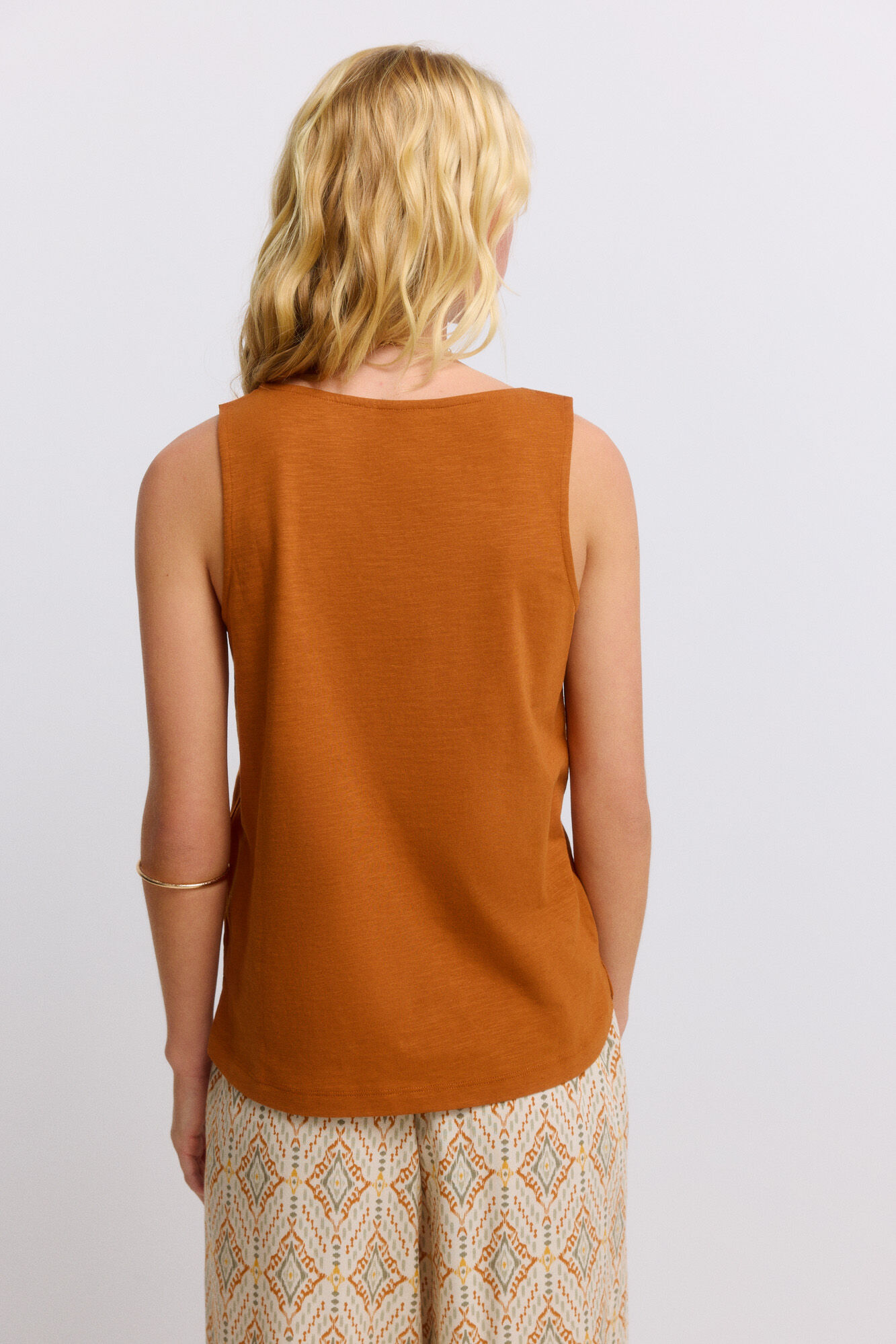 Springfield Playera sin mangas de crochet naranja