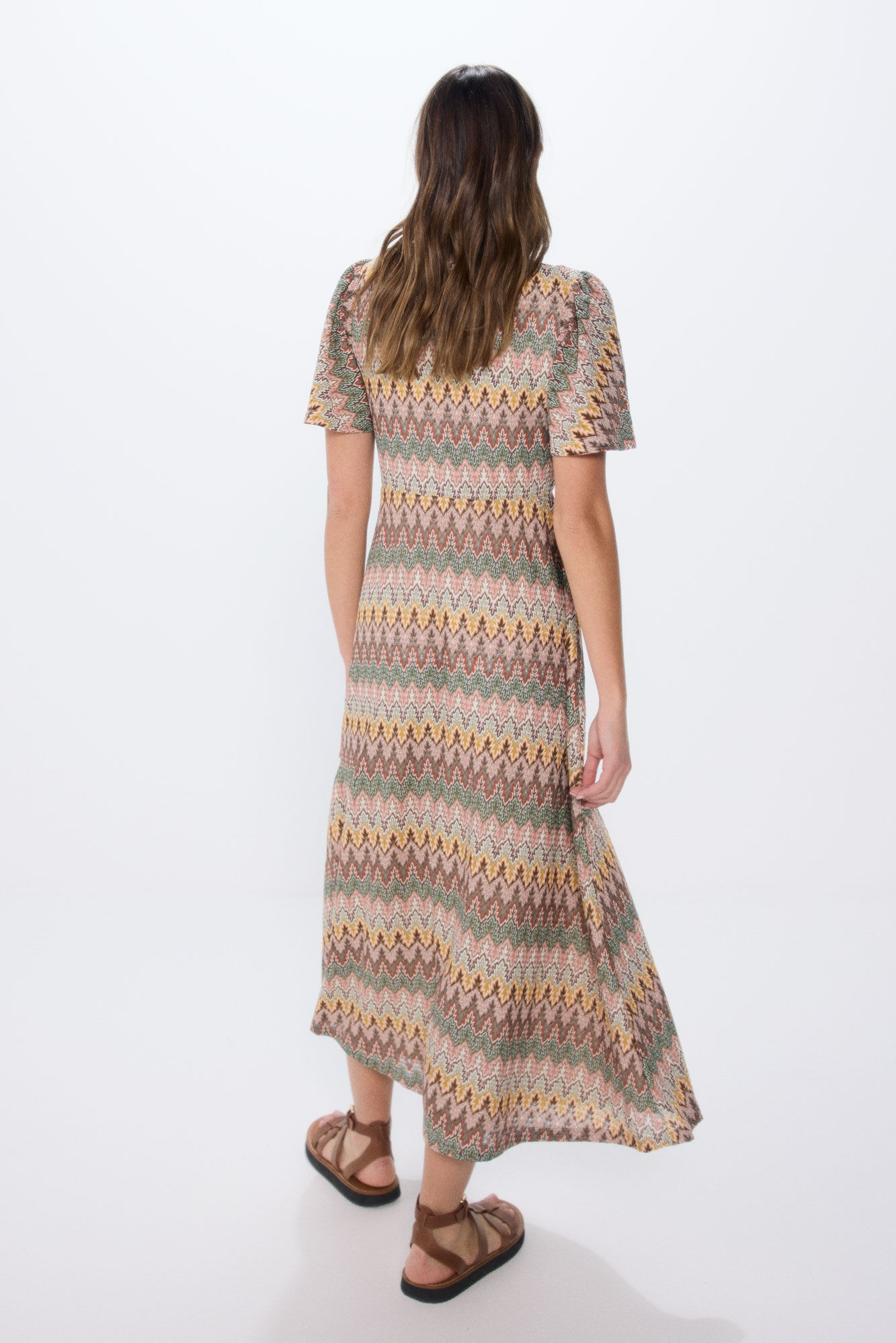 Springfield Vestido midi estructura zig zag kaki