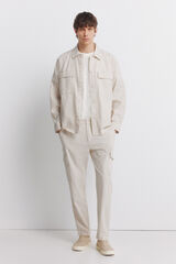 Springfield Pantal&oacute;n cargo slim fit de lino beige