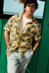 Springfield Camisa manga corta viscosa estampado amarillo