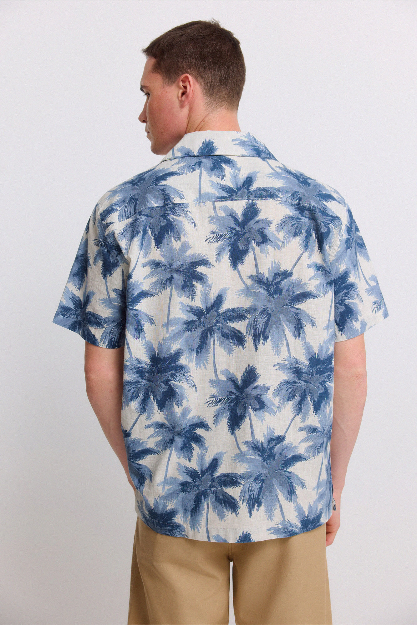 Springfield Camisa de manga corta bowling estampada marfil