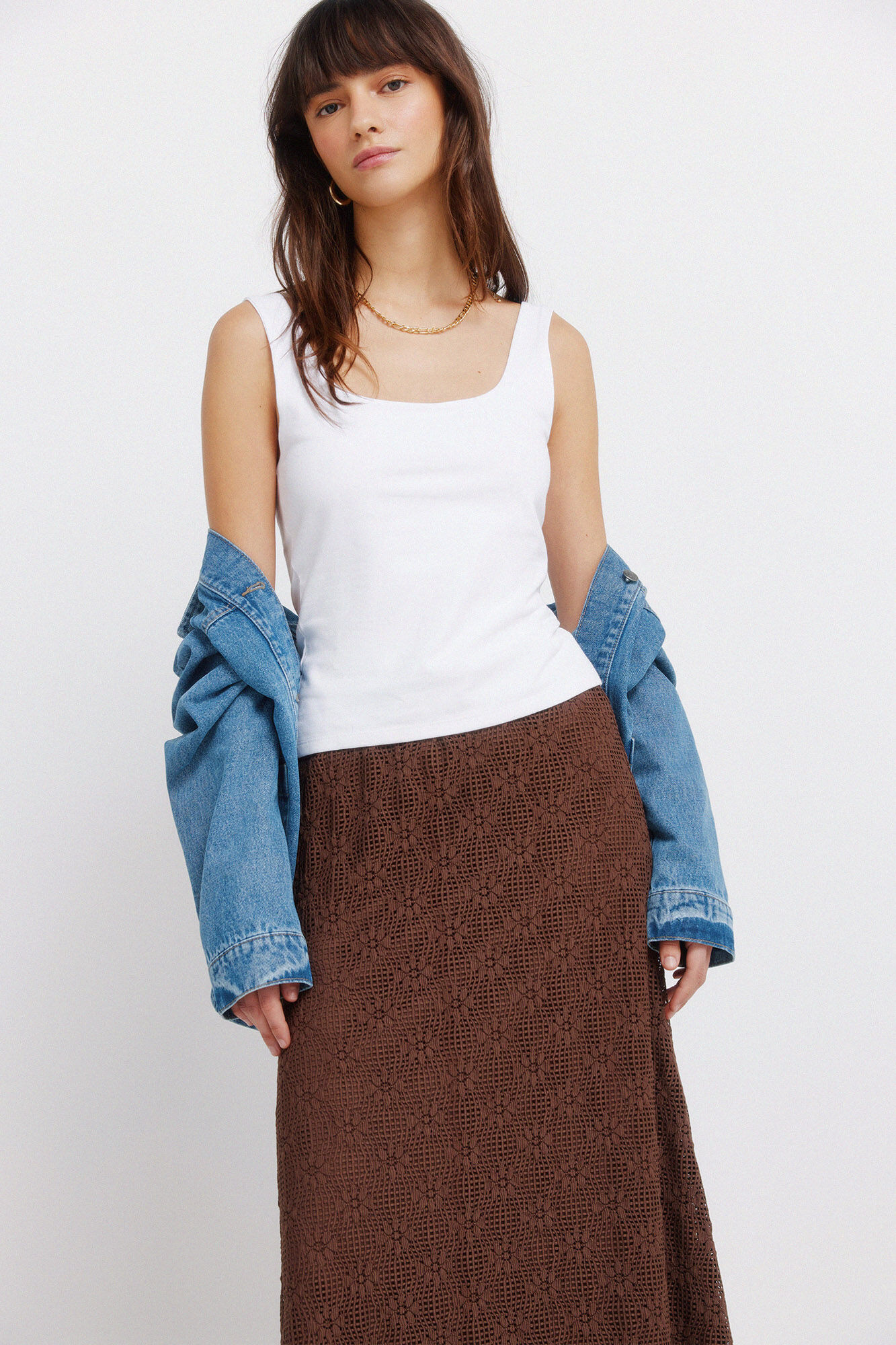 Springfield Falda midi de estructura caf&eacute;