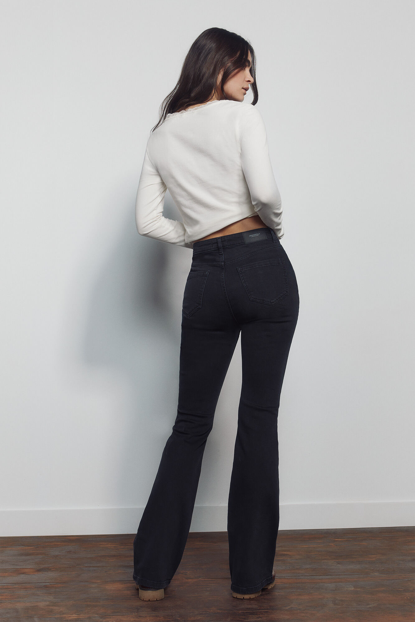 Springfield Jeans de corte bota negro