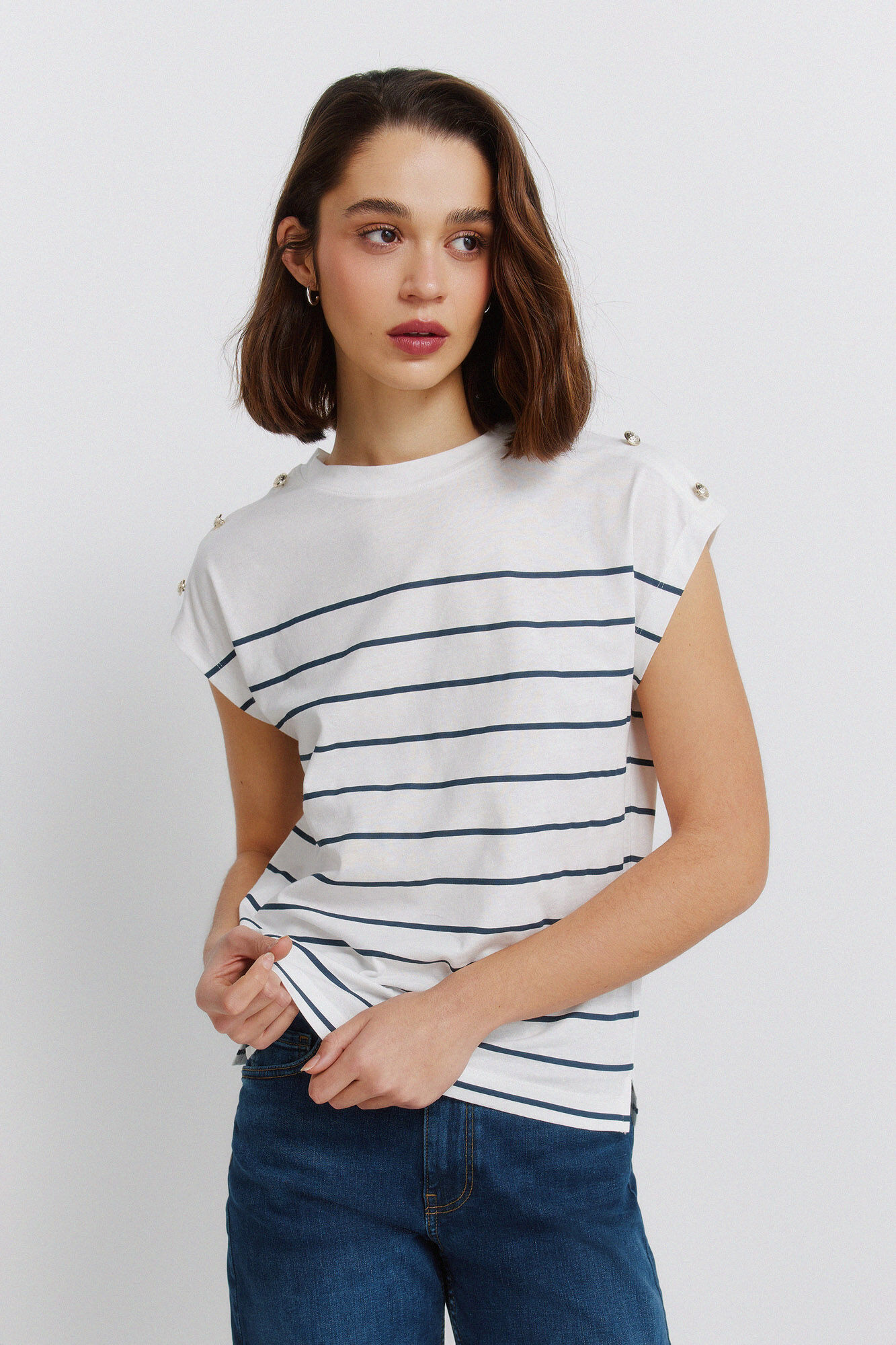 Springfield Playera de manga corta con botones