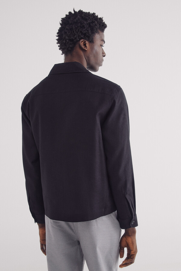 Springfield Sobrecamisa lino viscosa negro