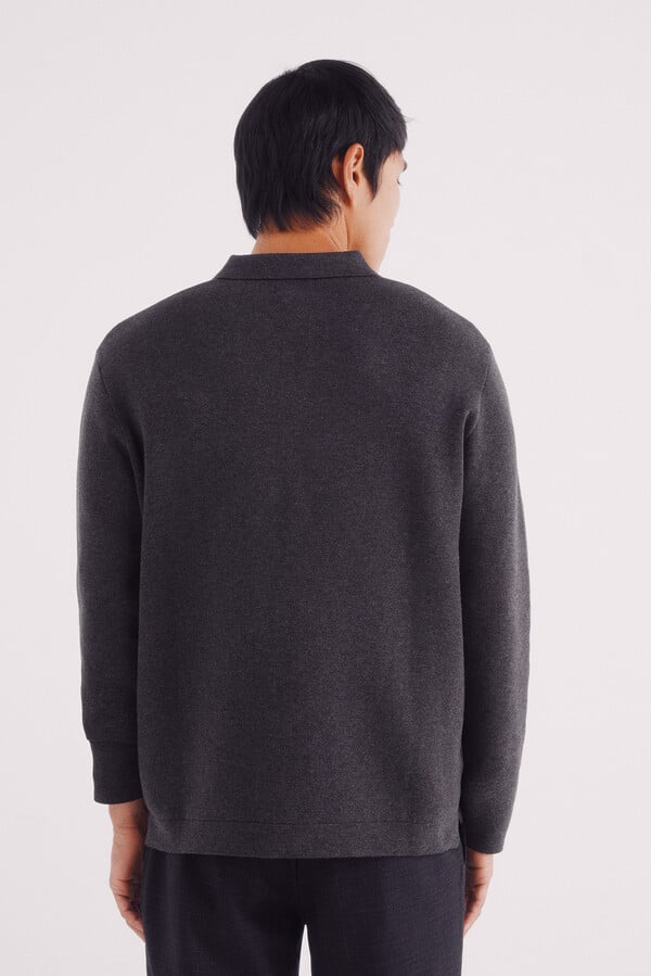 Springfield Jersey de cuello polo con botones gris