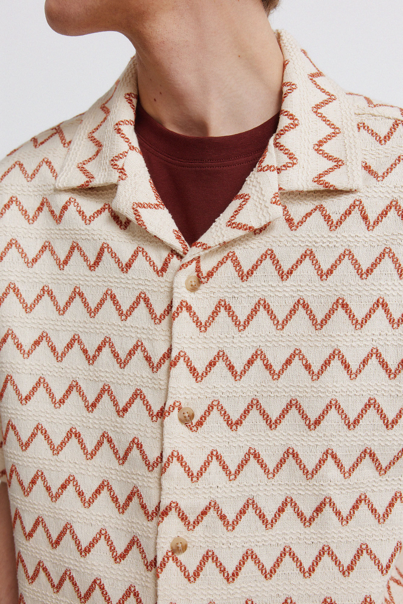 Springfield Camisa bowling de tejido estampado blanco