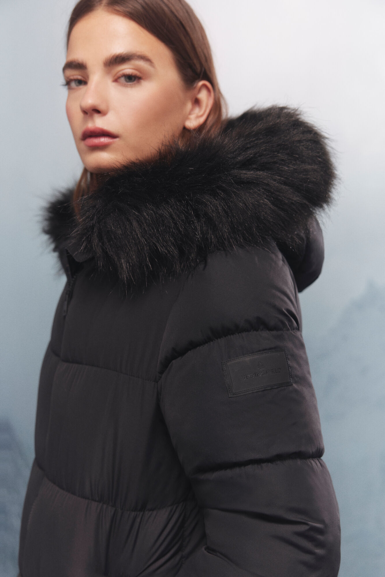 Springfield Chamarra largo acolchado Thermolite negro