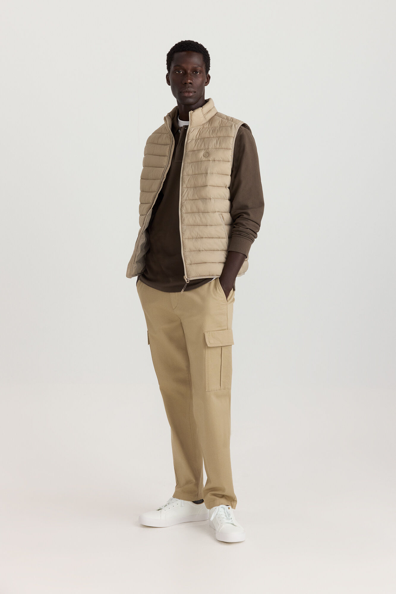 Springfield Polo de piqu&eacute; de manga larga regular fit caf&eacute;