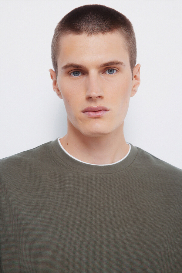 Springfield Camiseta doble tejido waffle café