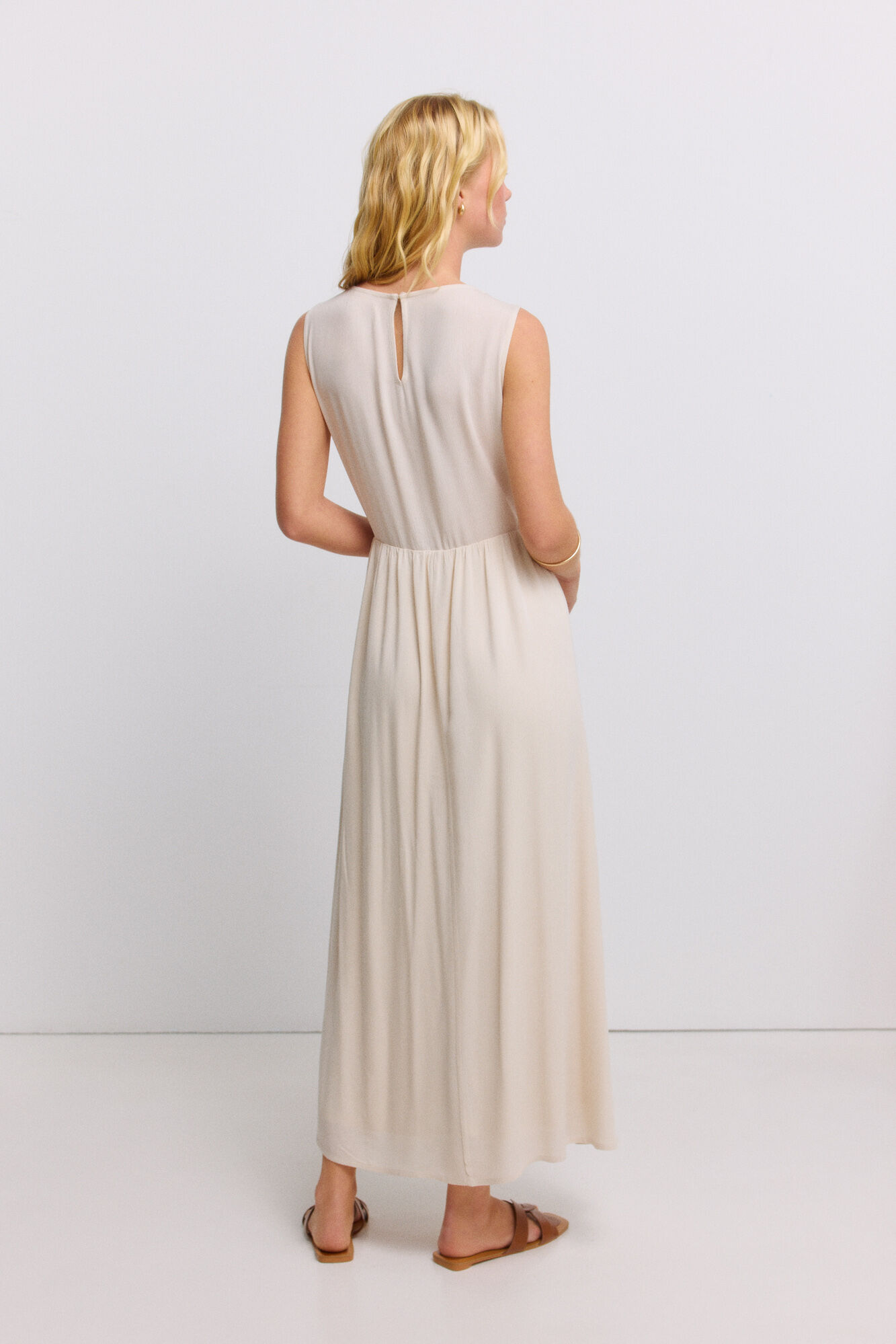 Springfield Vestido sin mangas de crochet beige