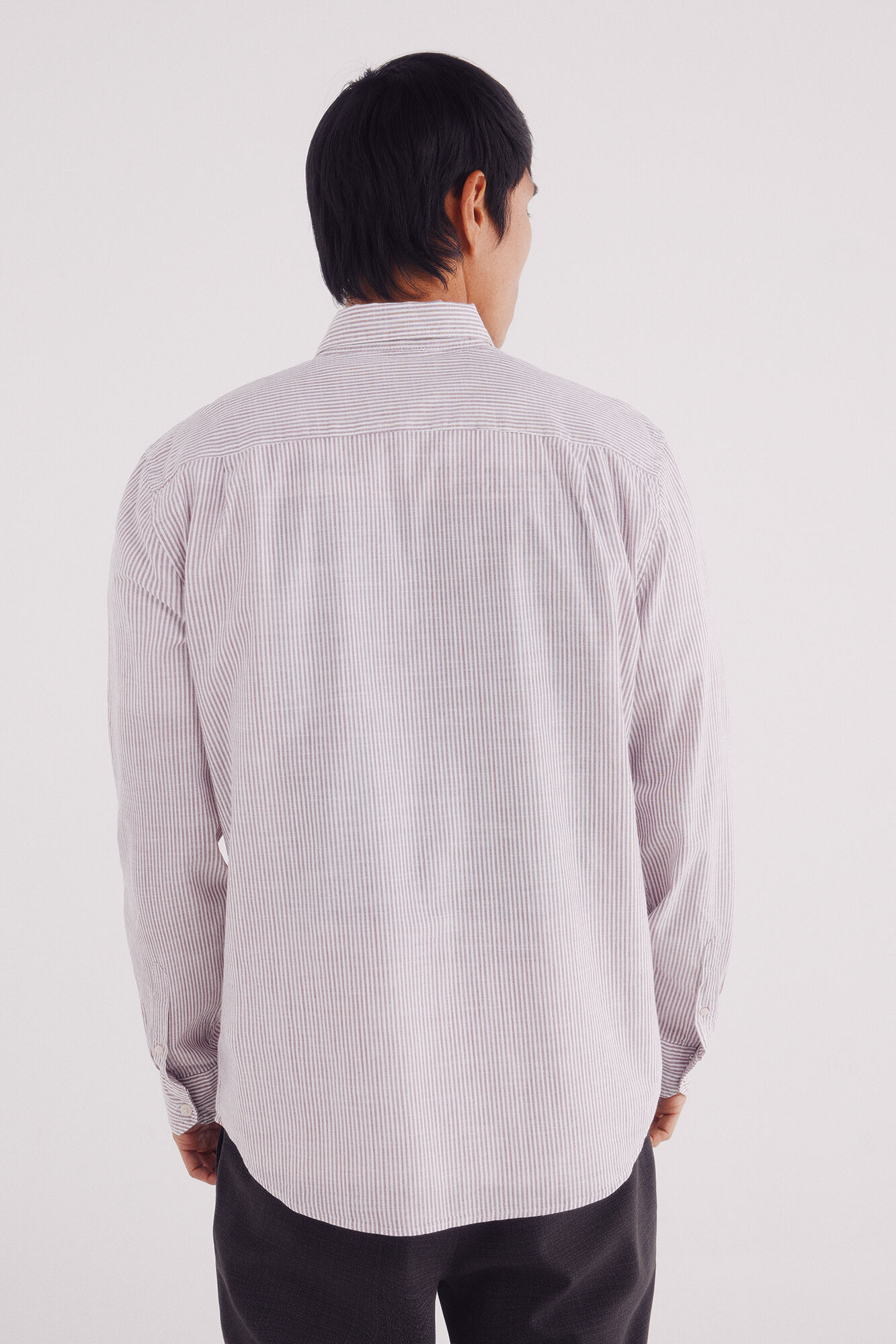 Springfield Camisa cotton slub rayas p&uacute;rpura