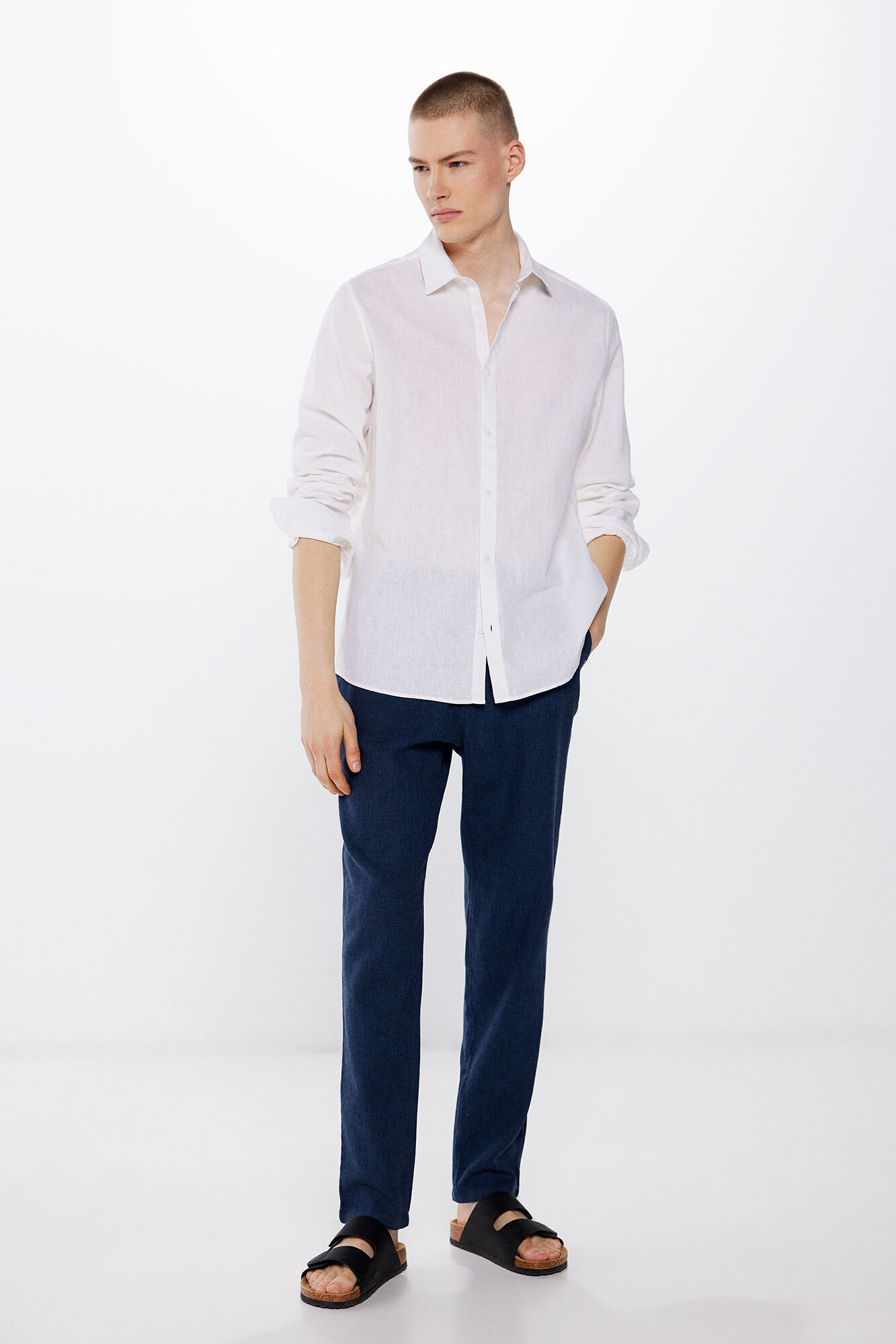 Pantalon estructura lino Pantalones para hombre Springfield MX