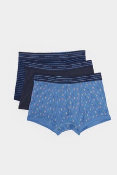 Springfield Pack 3 boxers algodón estampado azul medio