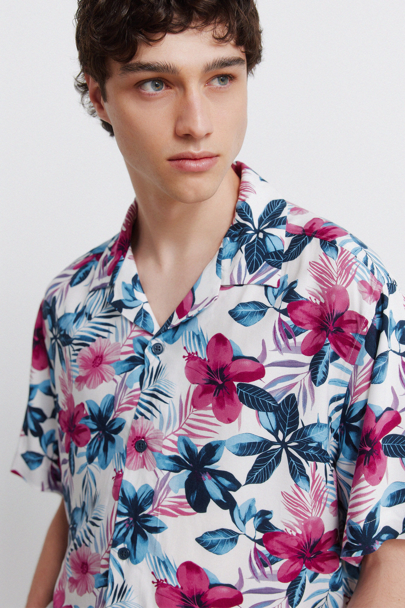Springfield Camisa de manga corta de viscosa estampada