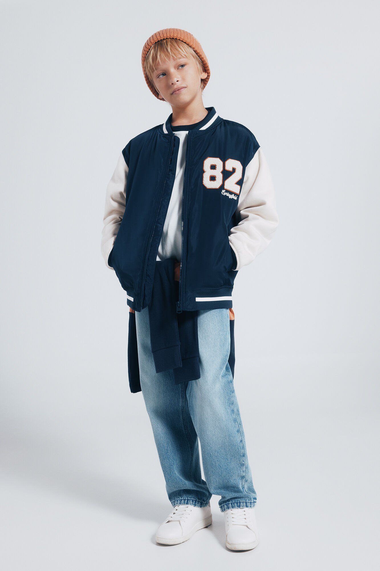 Springfield Kids Chaqueta varsity beisbolera ni&ntilde;o azul