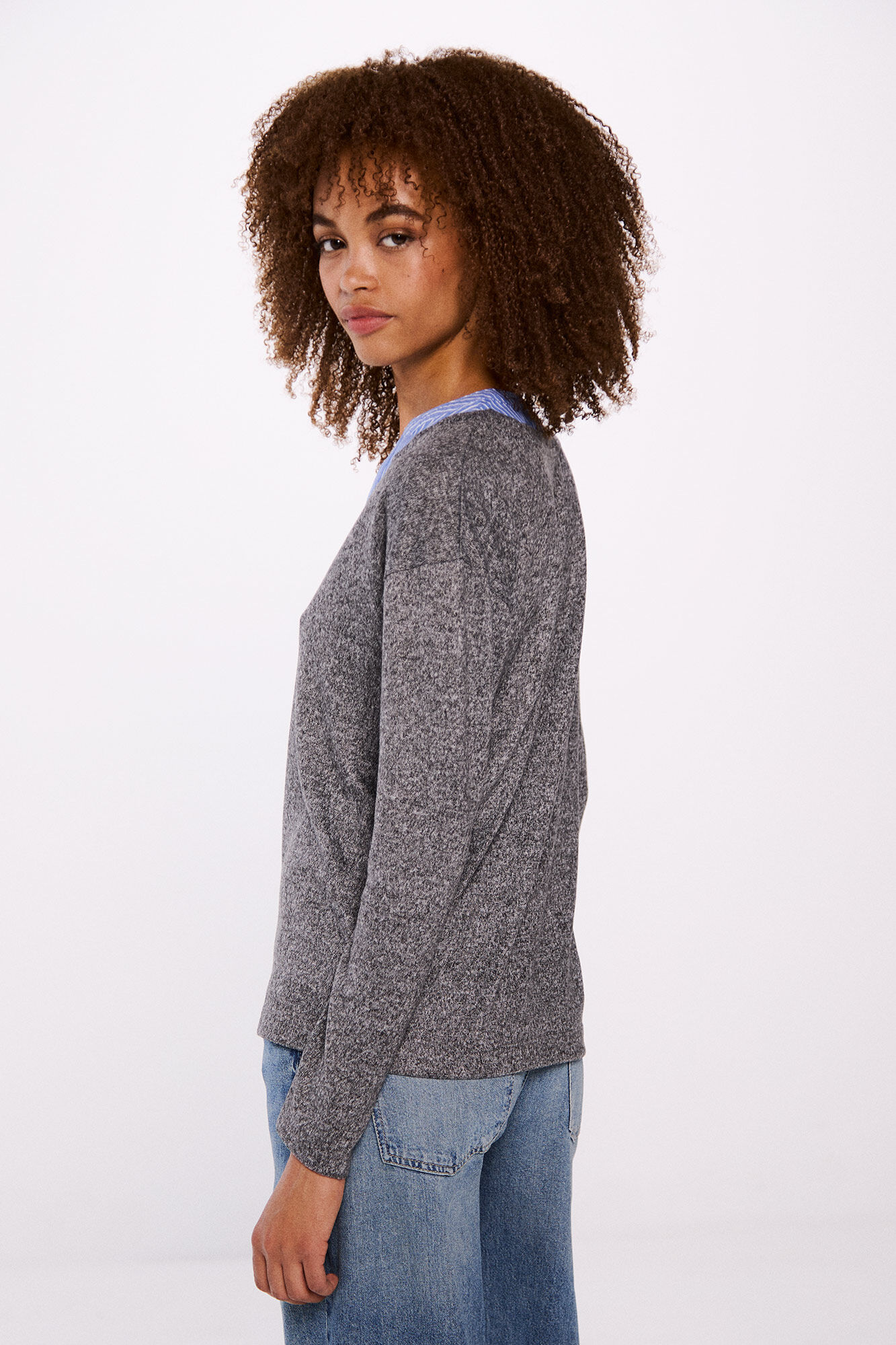 Springfield Playera combinada tacto suave gris