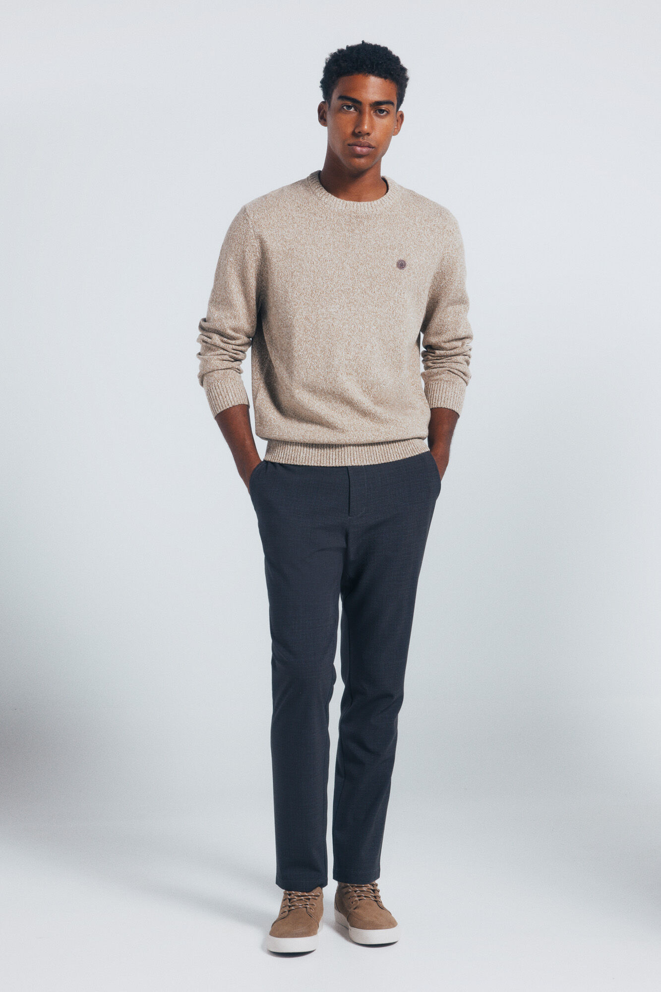 Springfield Jersey trenzado de fantas&iacute;a liso beige