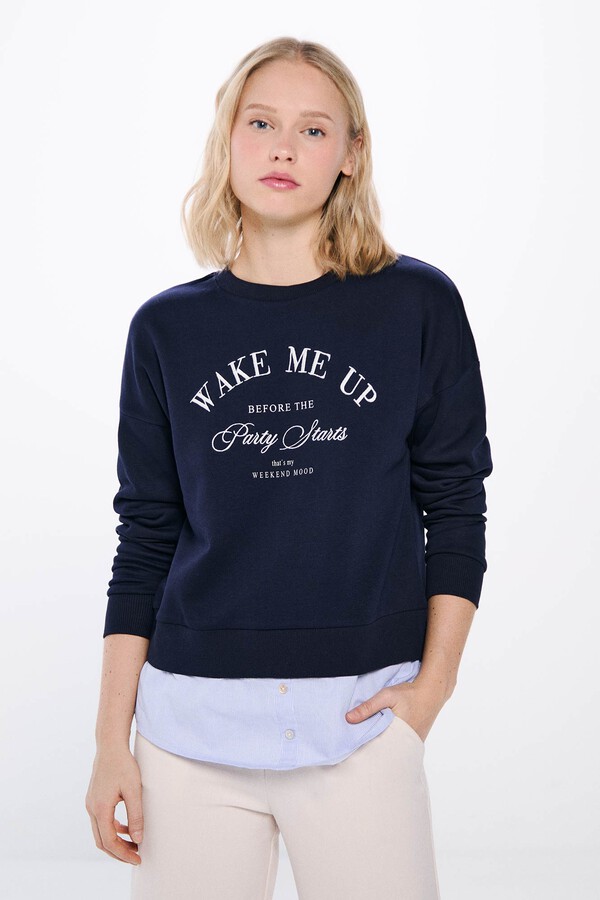 Springfield Sudadera texto bordado combinada marino