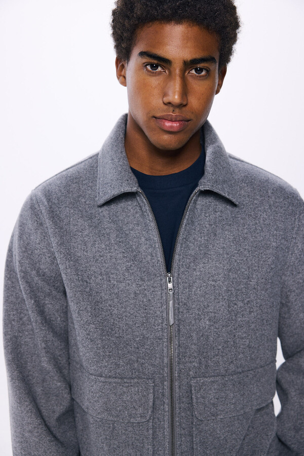 Springfield Cazadora aviador efecto lana gris