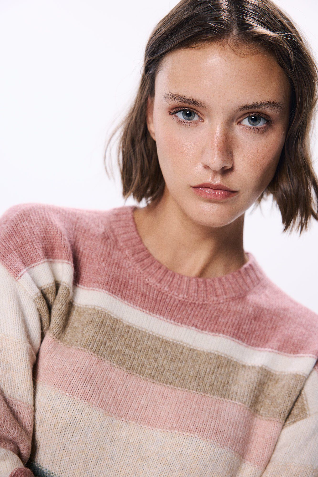 Springfield Su&eacute;ter rayas costuras rosa