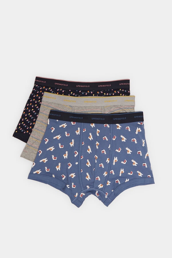 Springfield Pack 3 boxers motivos llama azul