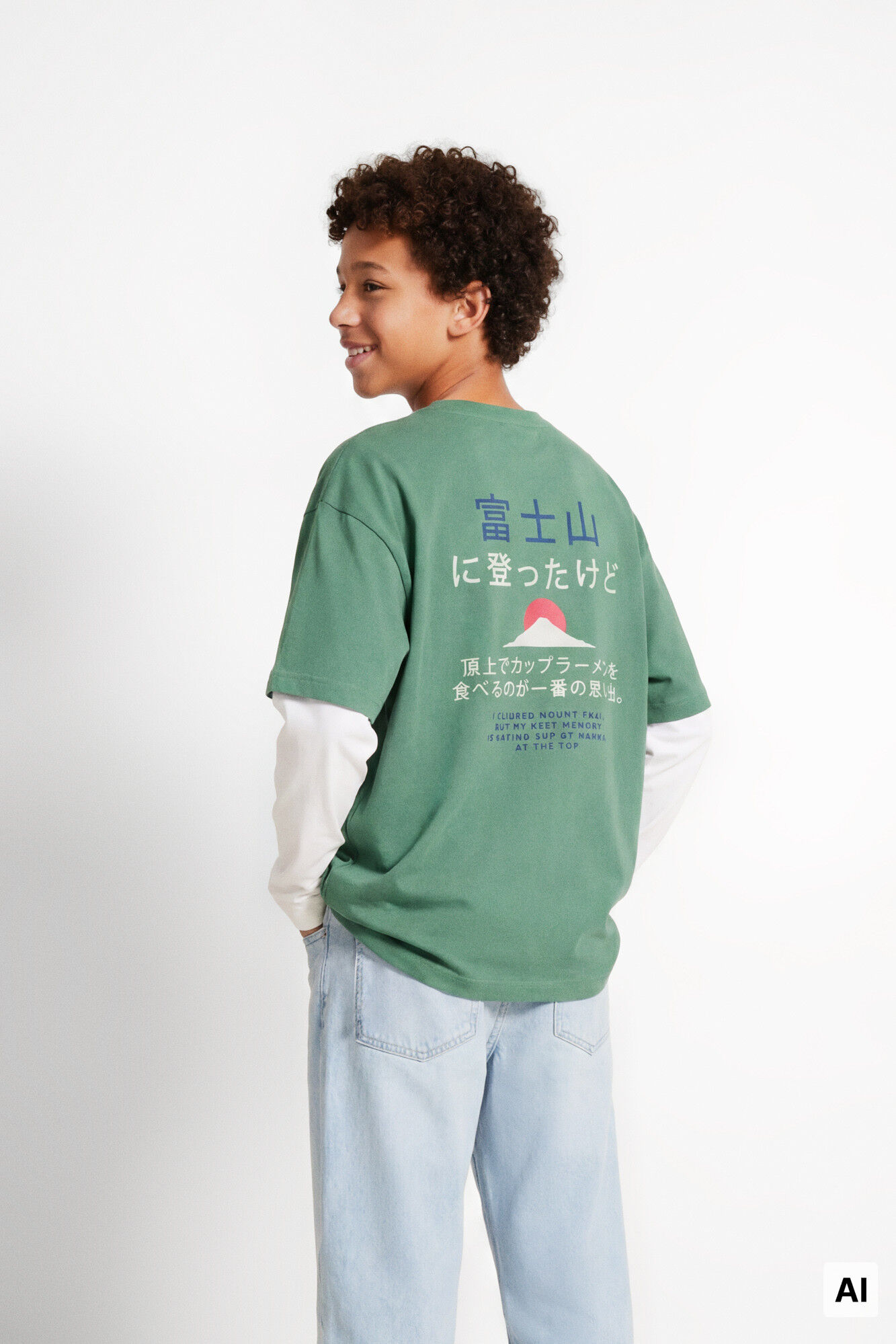 Springfield Kids Playera manga corta con mensaje Monte Fuji para ni&ntilde;o